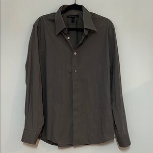 Express Charcoal Button-Up Collard Shirt Size Large Cotton/Spandex Modern Fit